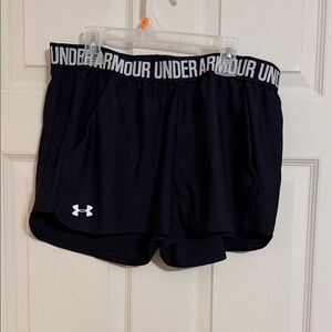 Under Armour Women's Black Athletic Running Shorts with Branded Waistband